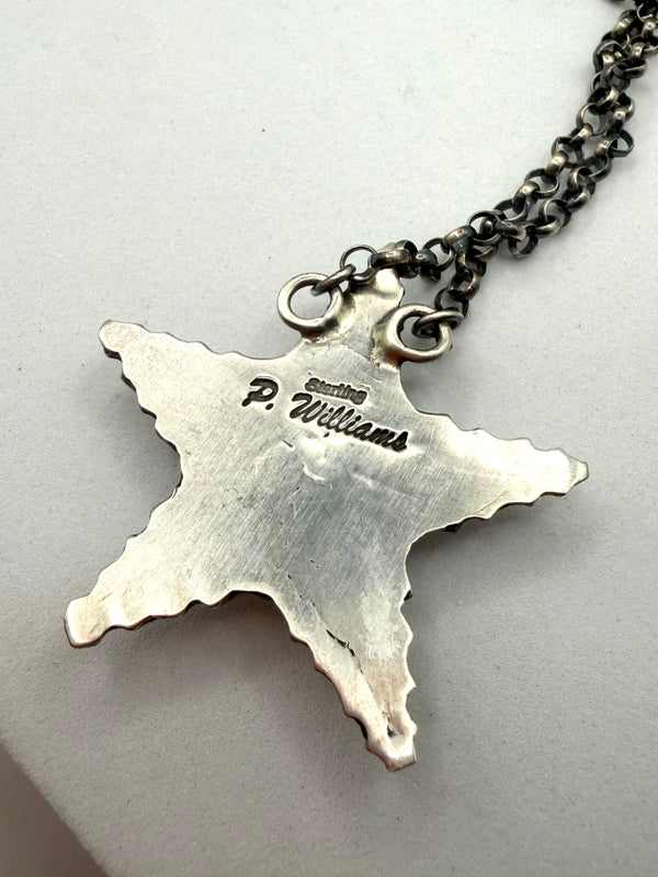 P. WILLIAMS BLACKJACK TURQUOISE STAR ADJ NECKLACE 20" (LA 16)