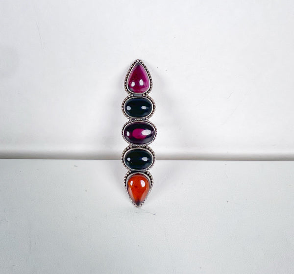 GARNET & AMBER CRAWLER RING SIZE 7 (MW 166)