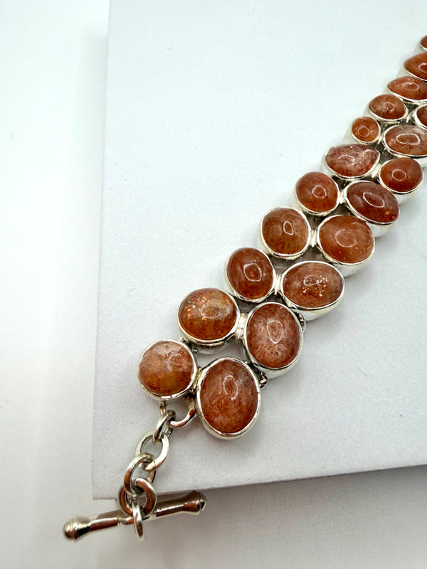 STERLING SILVER ARGENTINA RHODOCHROSITE MEGA BRACELET 6.5-8" (JR 89)