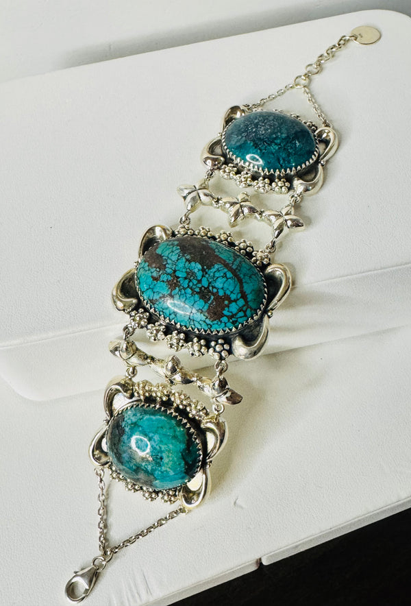 PERSIAN TURQUOISE STATEMENT BRACELET 7-8" (JR 8)