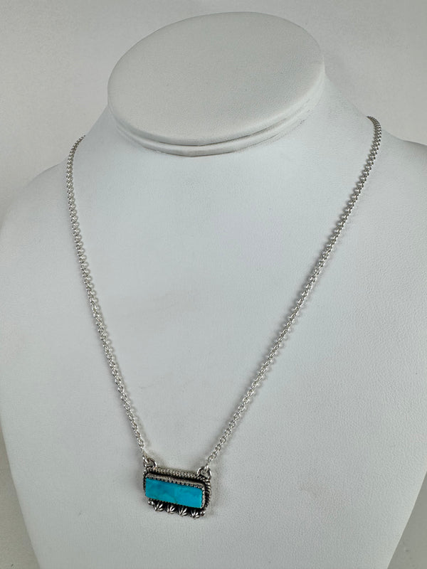 BLUE RIDGE TURQUOISE ADJUSTABLE BAR NECKLACE 18-20" (CO 68)