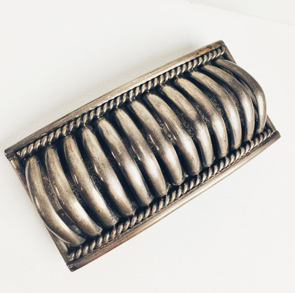 NATIVE HANDMADE ALL SILVER BELT BUCKLE (RB 62)