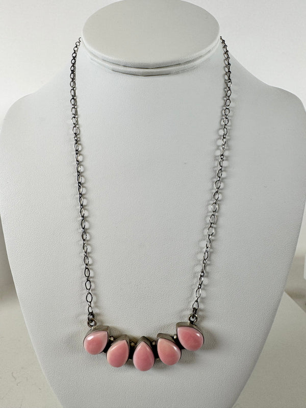 PINK CONCH CLUSTER BAR NECKLACE ADJUSTABLE UP TO 20" (DC 2)