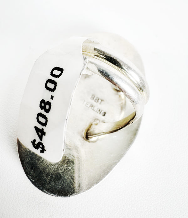 (MARKDOWN ALERT‼️) MYSTIC WONDERS RING - WHITE BUFFALO TURQUOISE NATIVE MADE RING STAMPED BY BERNADINE BEGAY (SIZE 9) (MW37)