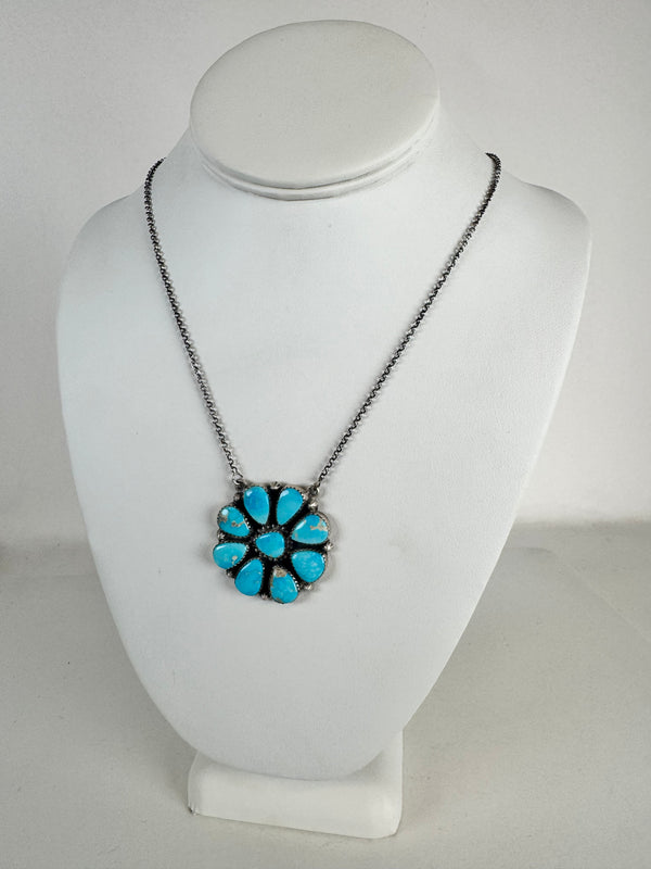 BLUE RIDGE TURQUOISE CLUSTER ADJUSTABLE NECKLACE (CO 61)