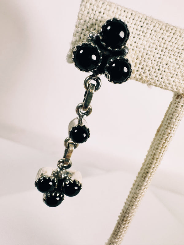 BLACK ONYX DANGLE EARRINGS 2"