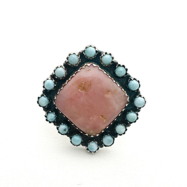 LARIMAR & MORGANITE ADJUSTABLE RING (MW32)