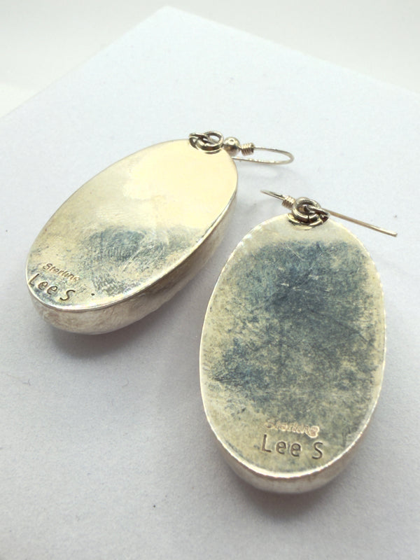 LEE S. LONG PINK CONCH OVAL FISHHOOK NATIVE HANDMADE EARRINGS 2" (LL 7)