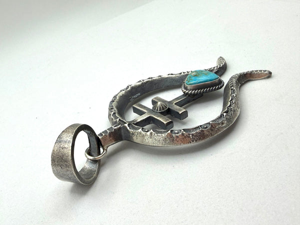 KEVIN BILLAH NAJA MOTIF SS NATIVE HANDMADE STATEMENT PENDANT 3" (NP 25)