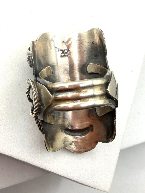 TIM YAZZIE ALL STERING SILVER SADDLE RING SIZE 10 (LA 9)