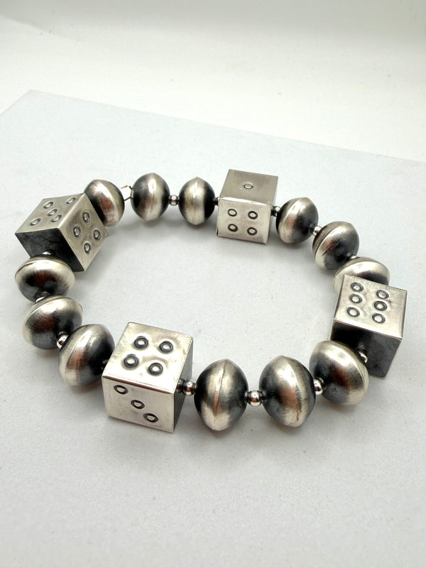 NATIVE HANDMADE SAUCER PEARLS & DICE BEADS BY VINITA COWBOY (NP 1)