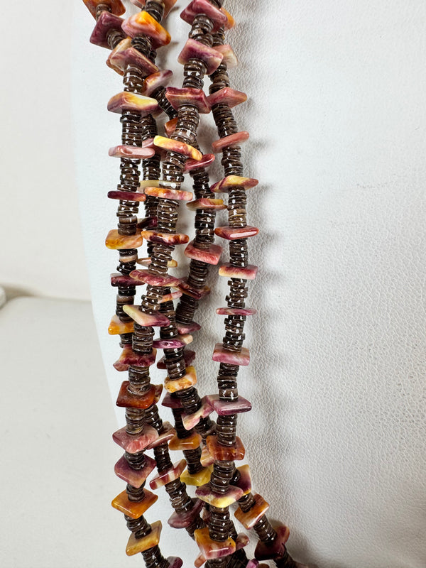 MULTISTRAND PURPLE SPINY OYSTER NECKLACE 25-28"  (LN 21)