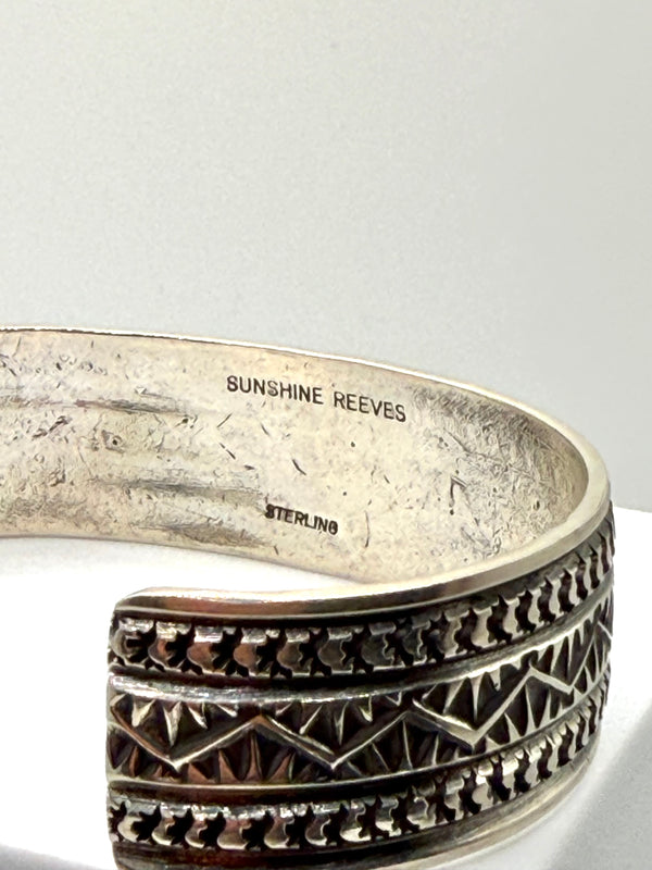 NATIVE HANDMADE ALL STERLING SILVER SUNSHINE REEVES CUFF (MW 422)