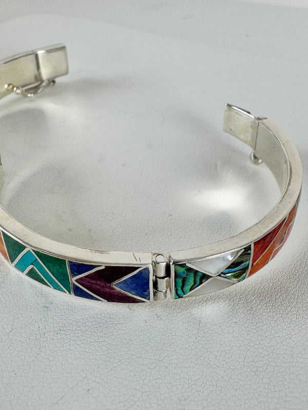 MULTISTONES INLAY BOX-CLASP BRACELET (LB 86)