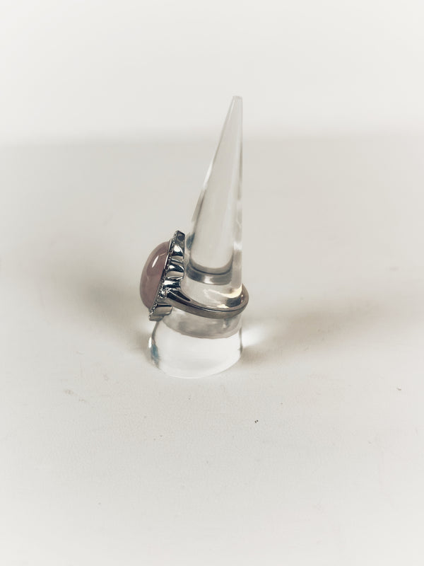 ROSE QUARTZ & WHITE TOPAZ RING SIZE 9 (AW18)