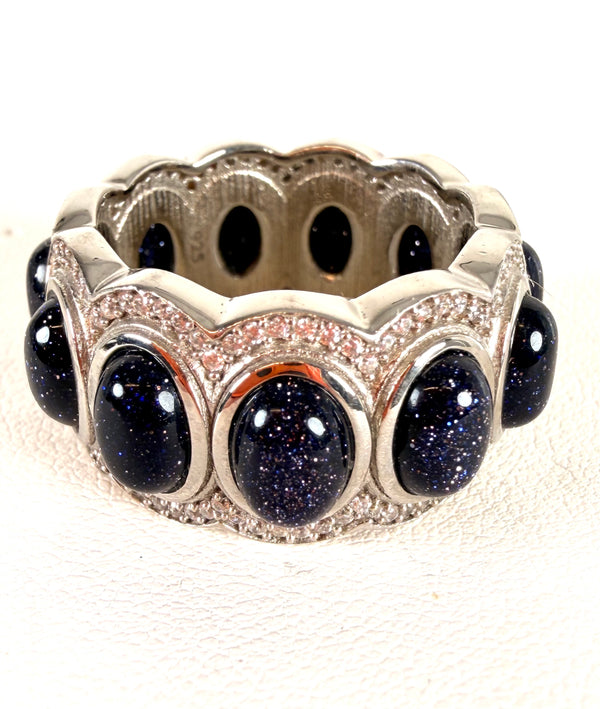 BLACK SUNSTONE ETERNITY BAND RING SIZE 8 (MW 378)