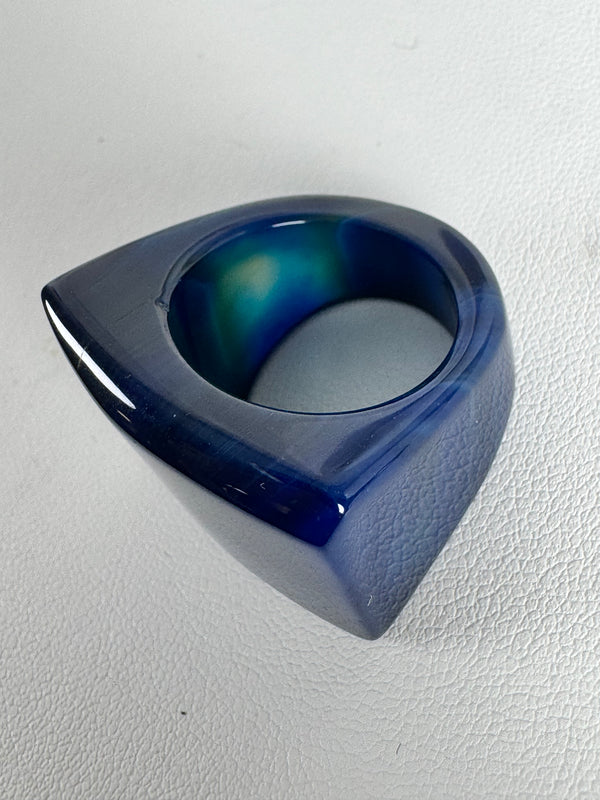 BLUE AGATE GEMFIRE RING SIZE 8.5" (MW 315)