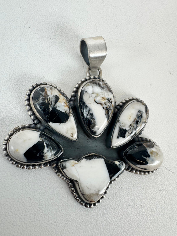 DESERT SKIES WHITE BUFFALO TURQUOISE "MOO MOO" CLUSTER PENDANT (DC 27)