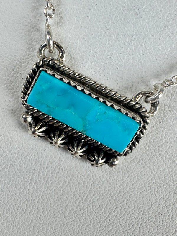 BLUE RIDGE TURQUOISE ADJUSTABLE BAR NECKLACE 18-20" (CO 68)
