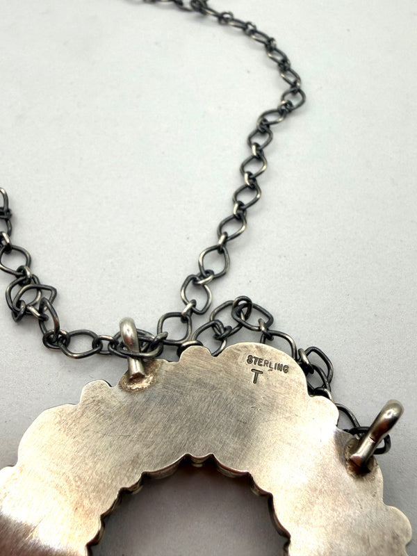 THOMAS PIASSO SONORAN GOLD TURQUOISE CLUSTER NAJA NECKLACE 20" (LA 13)