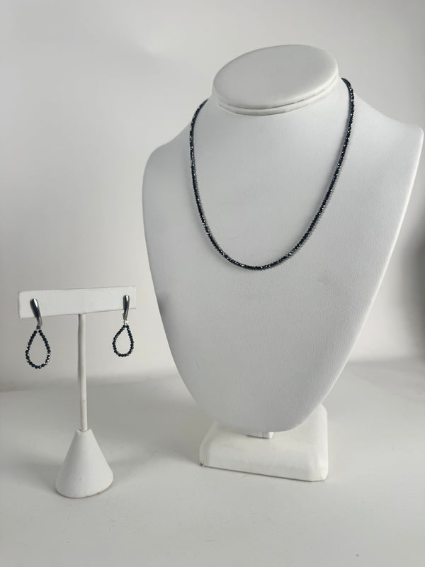 BLACK DIAMONDS 18" NECKLACE & EARRINGS (MW 327)