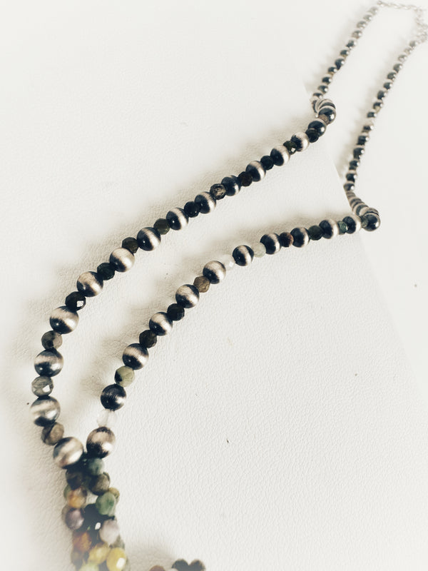 NAVAJO PEARLS BEADED CROSS NECKLACE 18-20"