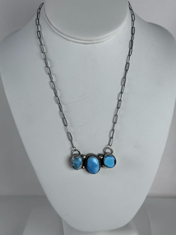 PHILBERT NEZ GOLDEN HILLS 3 STONE BAR NECKLACE 20" (CO 6)