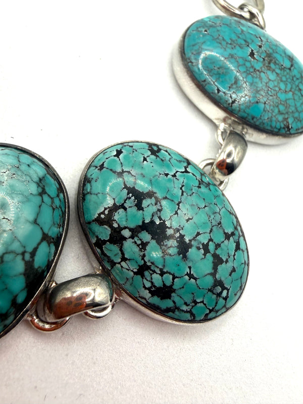 SPIDERWEB TURQUOISE SS TOGGLE BRACELET 7-8" (TC 7)