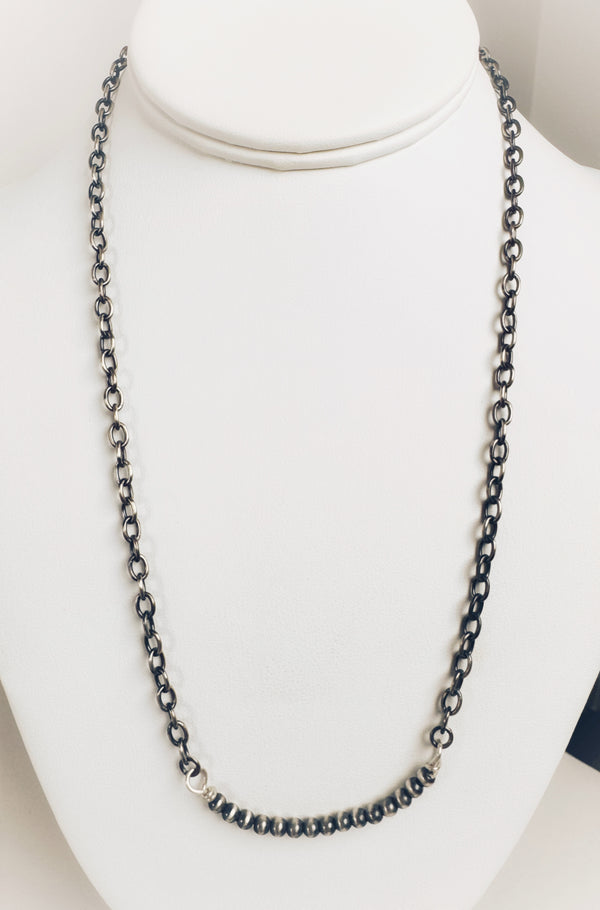 NAVAJO PEARLS PAPERCLIP NECKLACE 20"