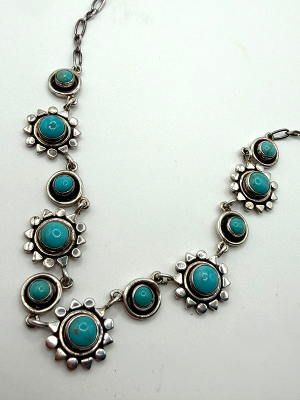 TAXCO STERLING SILVER VINTAGE NECKLACE (20") & EARRINGS SET (LL 19)