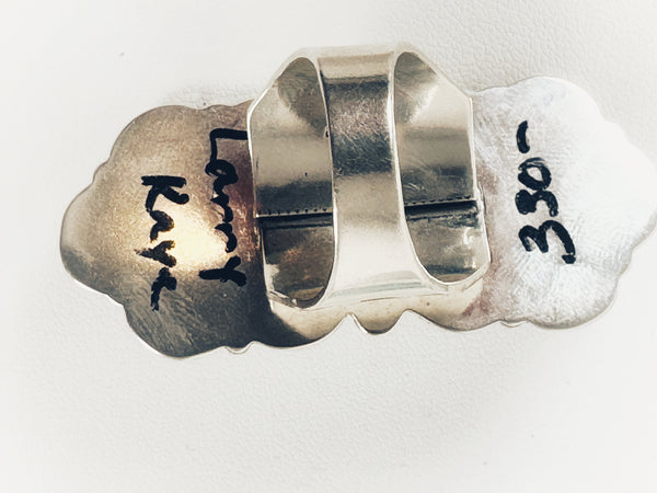 NATIVE HANDMADE SONORAN GOLD TURQUOISE ADJUSTABLE HOURGLASS RING BY LARRY KAYE