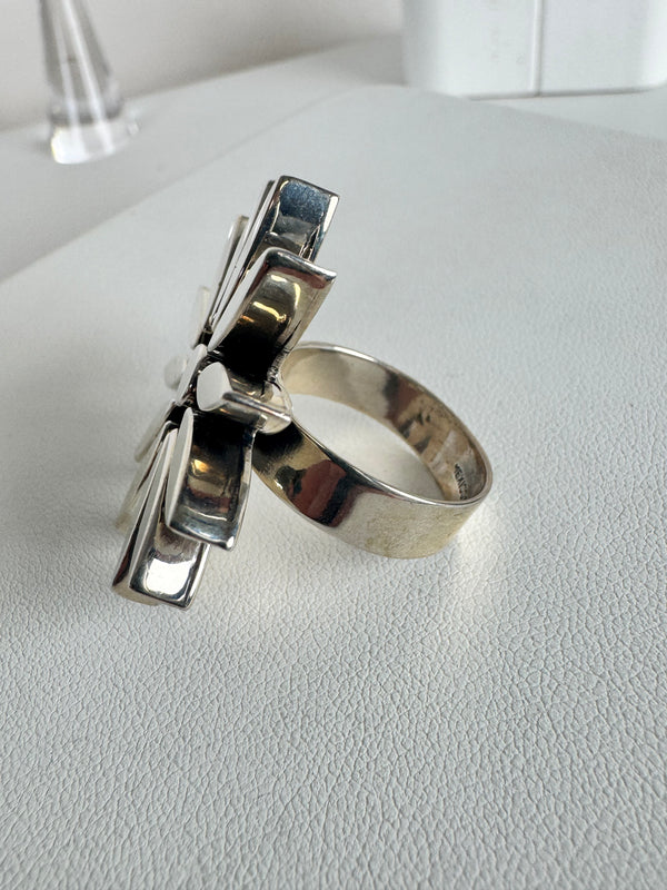 BLUE RIDGE TURQUOISE & BLACK ONYX CLUSTER ADJUSTABLE CACTUS RING (MW 348)