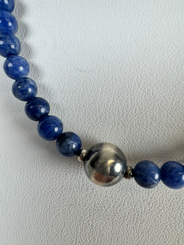 SODALITE & SINGLE PEARL NECKLACE 18" (MM 2)