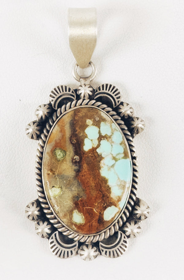 NATIVE HANDMADE MINE 8 TURQUOISE PENDANT BY DESERT SKIES 2"