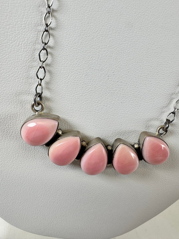 PINK CONCH CLUSTER BAR NECKLACE ADJUSTABLE UP TO 20" (DC 2)