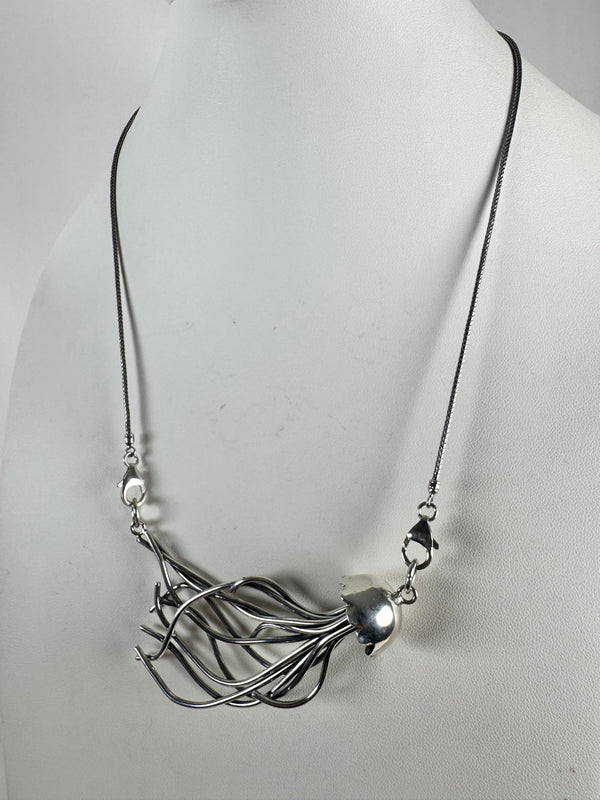 ALL STERLING SILVER MEDUSA NECKLACE 18" (MW 311)
