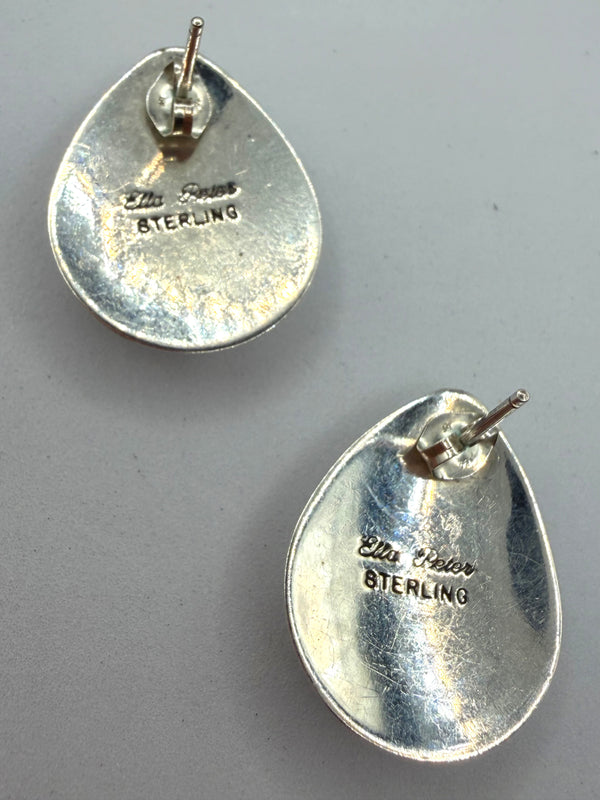NATIVE HANDMADE MULTISTONES INLAY POST BACK EARRINGS BY ELLA PETER (LB 43)