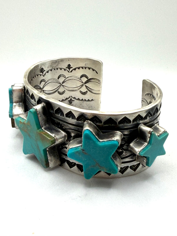 RARE EUREKA COUNTY MINE #8 TURQUOISE STARS LEROY JAMES STATEMENT CUFF (NP 13)