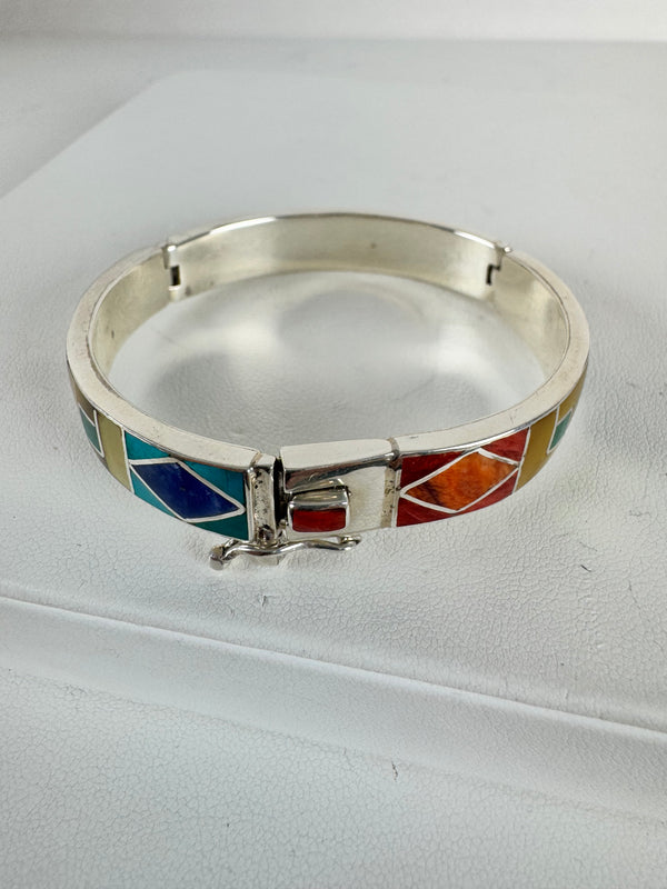 MULTISTONES INLAY BOX-CLASP BRACELET (LB 86)