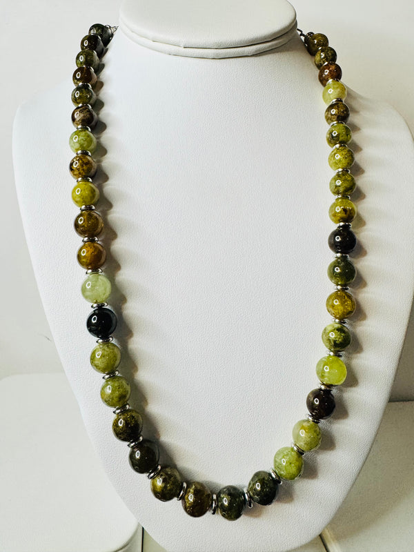 BESPOKE JASPER PEARLS PAPERCLIP NECKLACE 22-30" (MW 357)