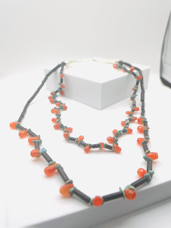 NATIVE HANDMADE LETTA LYNN DOUBLE STRAND NECKLACE 20” & 18" (LB 31)