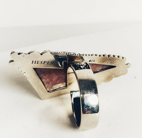 RHODOCHROSITE LIGHTNING BOLT ADJUSTABLE RING (RB 64)