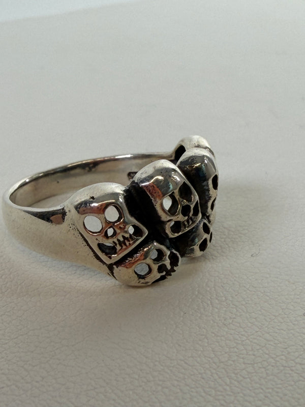 TAXCO SILVER SUGAR SKULL RING BY ROBERTO PINEDA SIZE 7 3/4 (PW 23)