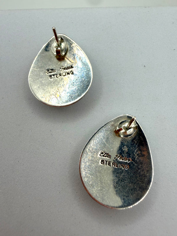 NATIVE HANDMADE MULTISTONES INLAY POST BACK EARRINGS BY ELLA PETER (LB 43)