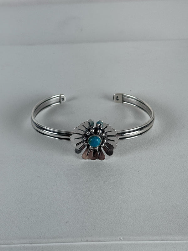 KINGMAN TURQUOISE FLOWER CUFF (CO 28)