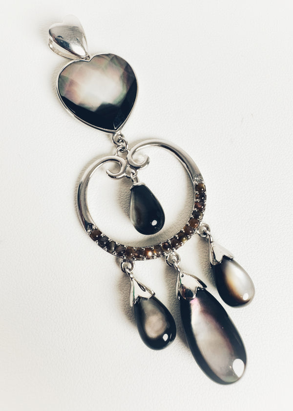 MOTHER OF PEARL DANGLY HEART PENDANT (NJ2)