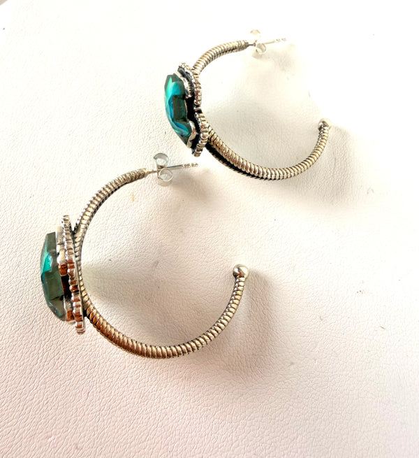 FACETED FIRE OPAL HESPERA FISH HOOP EARRINGS (AWO 3)