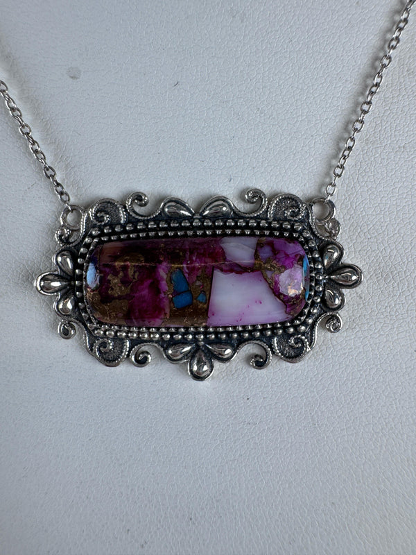 PINK DAHLIA BAR NECKLACE 15-17" (RB 75)