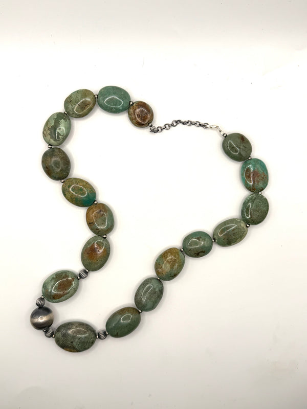 STATEMENT ROYSTON TURQUOISE NAVAJO & FLUTTED PEARLS 20-22" (LL 2)