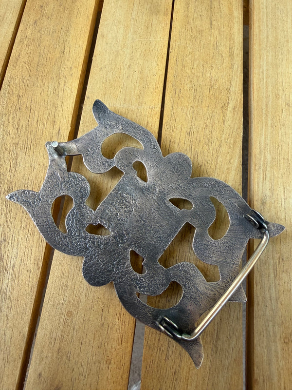 NATIVE HANDMADE MULTITURQUOISE VINTAGE BELT BUCKLE (LB 40)